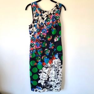 Maeve polka dot garden print shift midi dress